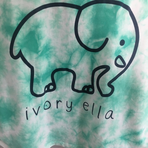 SOLD Ivory Ella Green Tie Dye Cropped Tee #103 - Picture 5 of 6